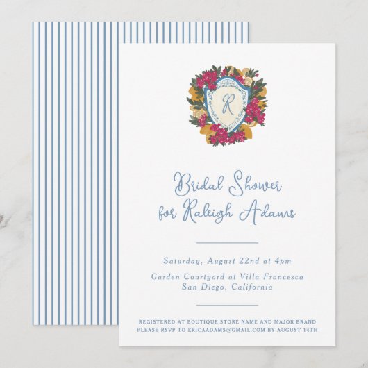 Invitation Fête des mariées citron et bougainvillea italienne (Devant / Derrière)