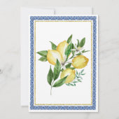 Invitation Fête des mariées citron et carreaux bleus (Dos)