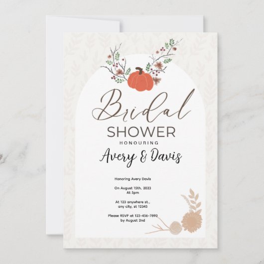 Invitation Fête des mariées citrouille (Devant)