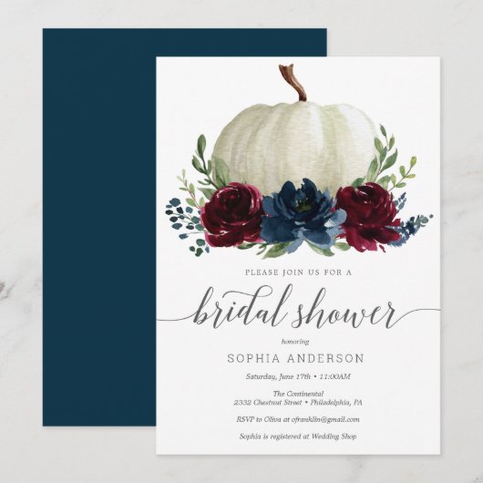 Invitation Fête des mariées Citrouille de la marin (Devant / Derrière)