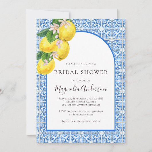 Invitation Fête des mariées Citrus de Citron Méditerranée (Devant)
