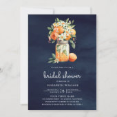 Invitation Fête des mariées Citrus Orange Navy Blue Mason Jar (Devant)