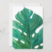 Invitation Fête des mariées classique blanc et vert à feuille (Dos)