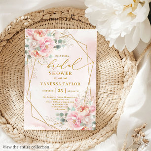 Invitation Fête des mariées classique Boho Blush Rose Gold Fr