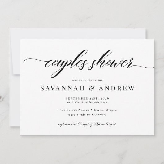 Invitation Fête des mariées Classique Elegant Script Couples (Devant)