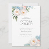 Invitation Fête des mariées classique Fleurs bleues douces et (Devant)