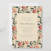 Invitation Fête des mariées classique rose fleur rustique (Devant)