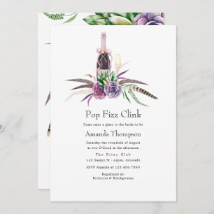 Invitation Fête des mariées Clink de Pop Fizz Succulent Mysti