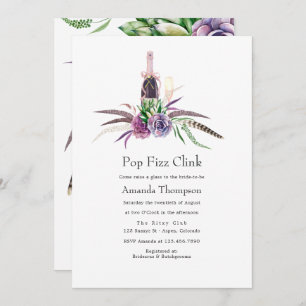 Invitation Fête des mariées Clink de Pop Fizz Succulent Mysti