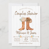 Invitation Fête des mariées Co-Ed de Country Boots Couples (Devant)