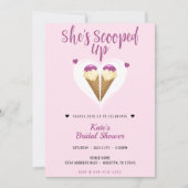 Invitation Fête des mariées Coeur de crème glacée rose (Devant)