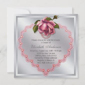Invitation Fête des mariées Coeur rose argent (Dos)
