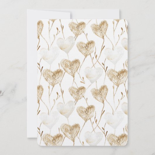 Invitation Fête des mariées Coeurs Boho Crème Brown (Dos)