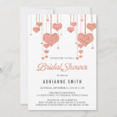 Invitation Fête des mariées Coeurs rose et or (Devant)