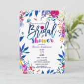 Invitation Fête des mariées Colorée brillant Gras Floral Fleu (Debout devant)