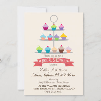 Invitation Fête des mariées Colorée Cupcake Tree