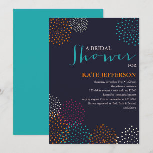 Invitation Fête des mariées colorée Dahlias