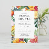 Invitation Fête des mariées colorée d'aquarelle tropicale (Debout devant)