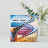 Invitation Fête des mariées colorée d'art moderne Abstrait (Debout devant)