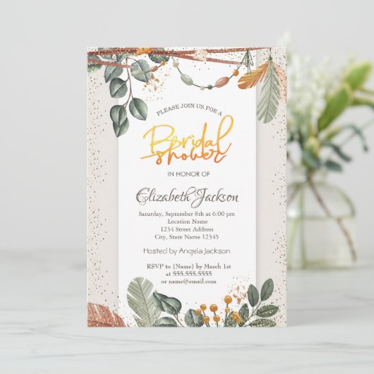 Invitation Fête des mariées Confetti Boho (Debout devant)