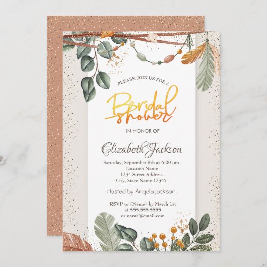 Invitation Fête des mariées Confetti Boho (Devant / Derrière)