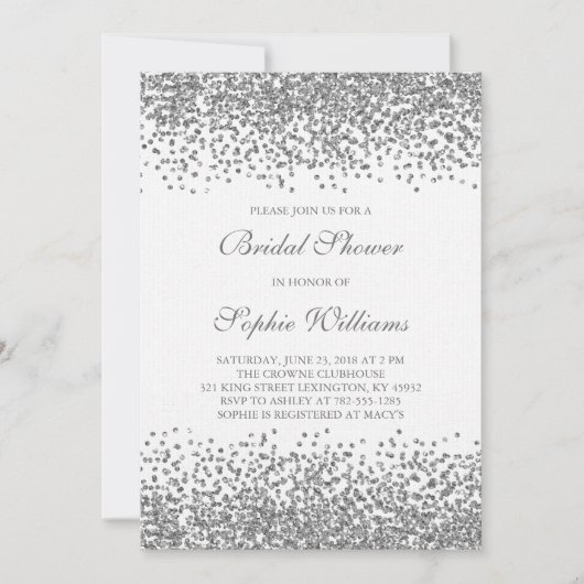 Invitation Fête des mariées Confetti Parties scintillant en a (Devant)