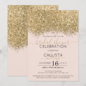 Invitation Fête des mariées Confetti Parties scintillant Gold (Devant / Derrière)