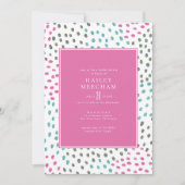 Invitation Fête des mariées Confetti Turquoise rose coloré (Devant)