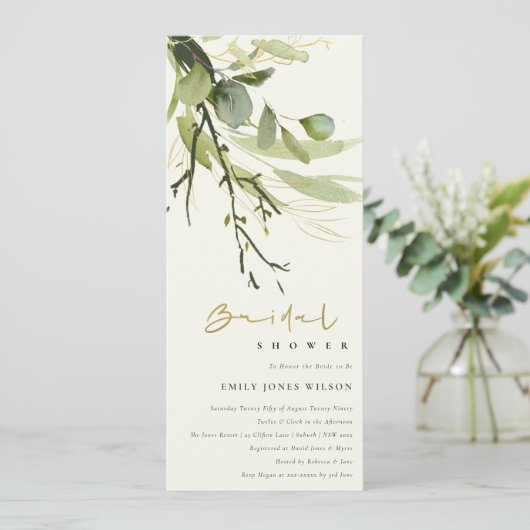 Invitation FÊTE DES MARIÉES cool EN FELEAFY VERT FOLIAGE EN C (Debout devant)