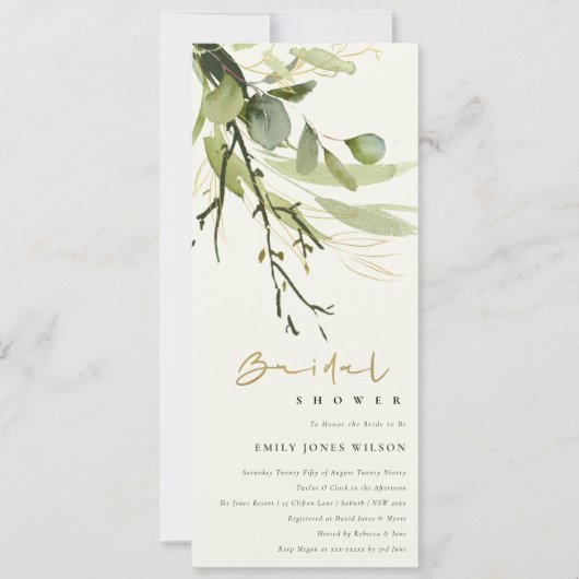 Invitation FÊTE DES MARIÉES cool EN FELEAFY VERT FOLIAGE EN C (Devant)