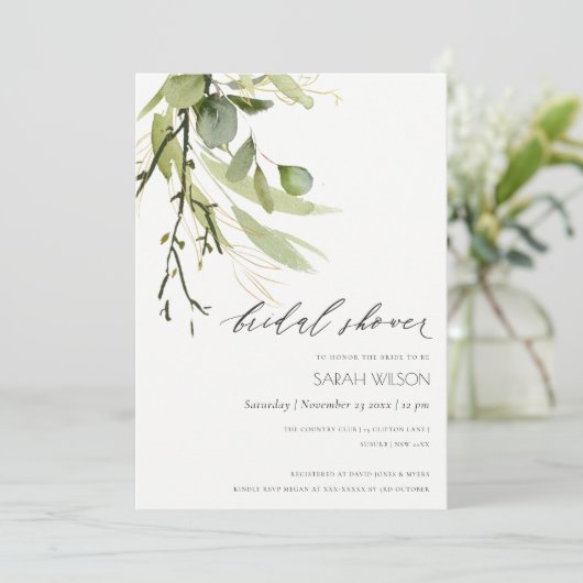 Invitation FÊTE DES MARIÉES cool EN FELEAFY VERT FOLIAGE EN C (Debout devant)