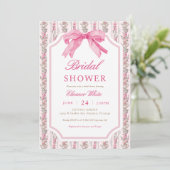 Invitation Fête des mariées Coquette Bow Rose (Debout devant)