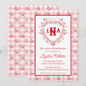 Invitation Fête des mariées Coquette Cherry Monogam (Devant / Derrière)