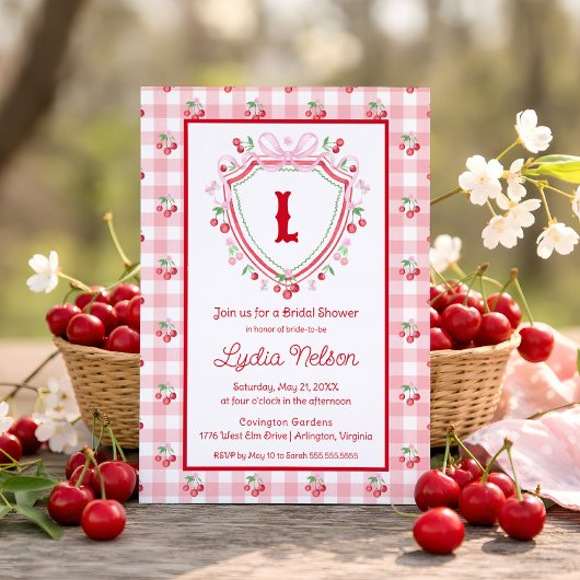 Invitation Fête des mariées Coquette Cherry Monogam