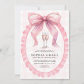 Invitation Fête des mariées Coquette Chic Bow Rose (Devant)