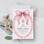 Invitation Fête des mariées Coquette Chic Bow Rose