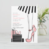 Invitation Fête des mariées Coquette Rose Bow (Debout devant)