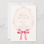 Invitation Fête des mariées Coquette Rose Bow fille (Devant)