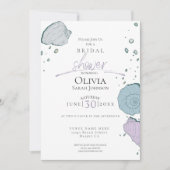 Invitation Fête des mariées | Coquillages de plage Lilac Dust (Devant)