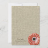 Invitation Fête des mariées coral daisy et dentelle (Dos)