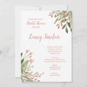 Invitation Fête des mariées Coral Floral Corners