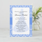 Invitation Fête des mariées Cornflower Blue Damask (Debout devant)