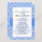 Invitation Fête des mariées Cornflower Blue Damask (Devant / Derrière)