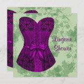 Invitation Fête des mariées corse verte et violette (Devant / Derrière)