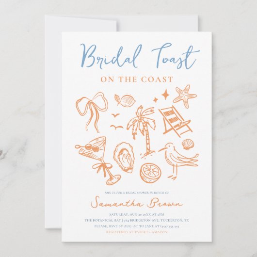 Invitation Fête des mariées côtière de Scribble (Devant)