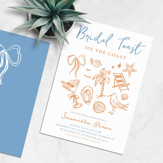 Invitation Fête des mariées côtière de Scribble