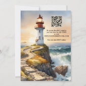 Invitation Fête des mariées côtière du phare d'aquarelle (Dos)