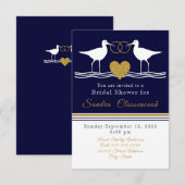 Invitation Fête des mariées côtière marine Bécasseau bleu mar (Devant / Derrière)