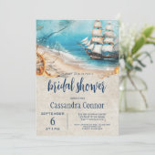 Invitation Fête des mariées côtière nautique (Debout devant)