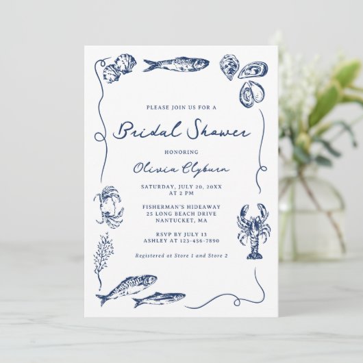 Invitation Fête des mariées côtière Whimsical Beach (Debout devant)